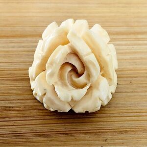 $28  Vintage Hand Cut Bone Estate Pin Brooch